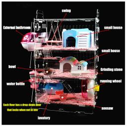 Casa de gaiola de hamster acrílico pequena gaiola para animais de estimação claro oversized villa cobaia gaiola básica brinquedo suprimentos pacote ninho - Image 2