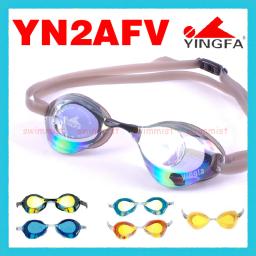 Novo! Yingfa-óculos de natação profissional yn2afv, para competição, treinamento, corrida, anti-neblina, proteção uv, preto, azul, laranja e amarelo - Image 1