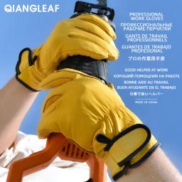 Qiangleaf couro escalada esporte proteção de segurança luva condução moagem soldagem multiuso luvas trabalho 527np - Image 2