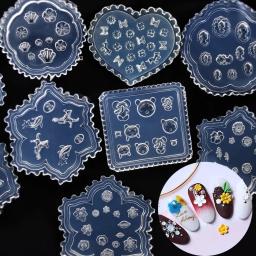 SNASAN-Molde de Silicone para Nail Art, minúsculos grânulos, flor, urso, folha, Shell, golfinho, ferramenta DIY, UV resina epóxi caixa - Image 1