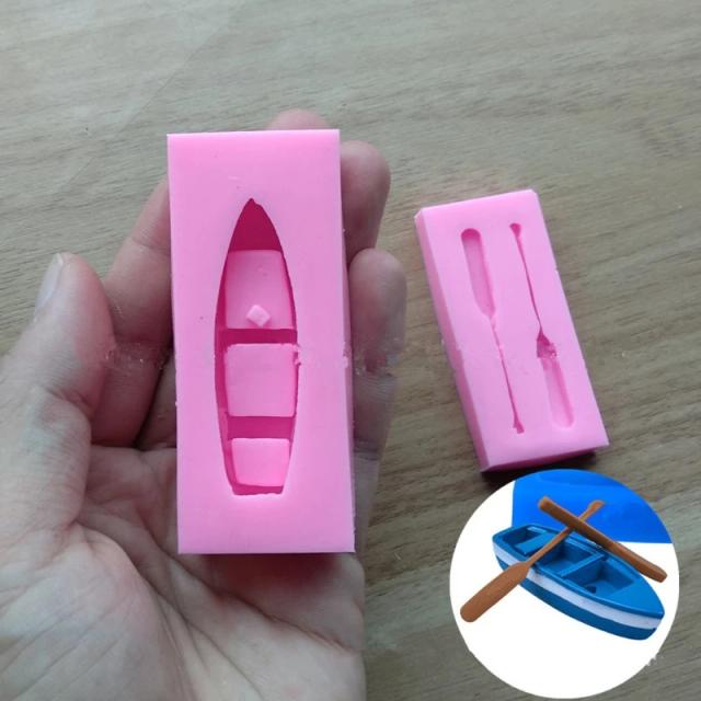 Molde de Resina de Silicone 3D para Artesanato: Barco e Remo em Epóxi, Ideal para Chocolates e Projetos Criativos