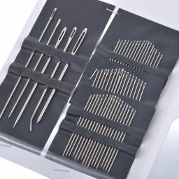 Conjunto de agulhas de costura de aço inoxidável, 55 peças, ferramentas de pontos manuais, artesanato diy, roupas, bordado, acessórios de costura, ferramenta de agulhas para casa - Image 1