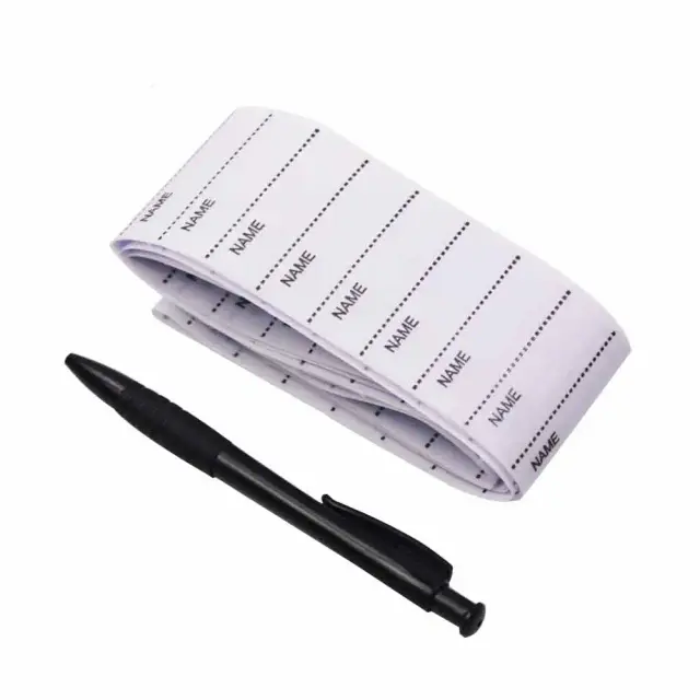 Etiquetas de Ferro Brancas Laváveis com Nome - Conjunto de 200 Etiquetas de Tecido para Roupas, Acessórios de Costura 55x15mm