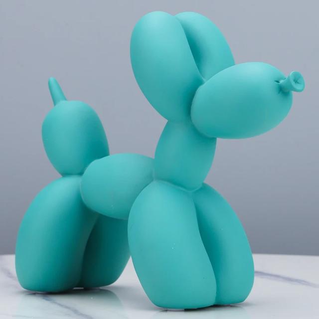 Estátua Fosca de Cão com Balão - Escultura de Resina Estilo Nórdico para Decoração de Casa