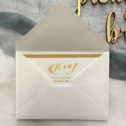 Cartões da resposta do convite do casamento dos pces para o corte elegante do laser do casamento cobre cartões rsvp do laço do ouro com os envelopes 50 do retorno - Image 4