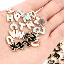 Encantos Letra Esmalte para Fazer Jóias, Letra Inicial Pingente, Pulseira e Colar DIY, 26 PCes por lote, 8mm, Alfabeto - Image 1