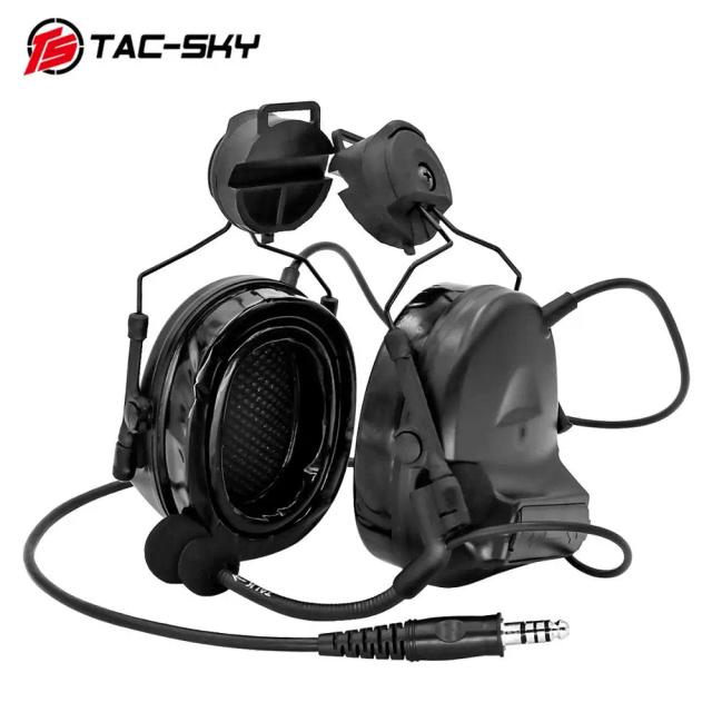 Capacete Tático TAC-SKY com Suporte para Fone de Ouvido ComTac II e Protetores de Silicone para Caça com Redução de Ruído