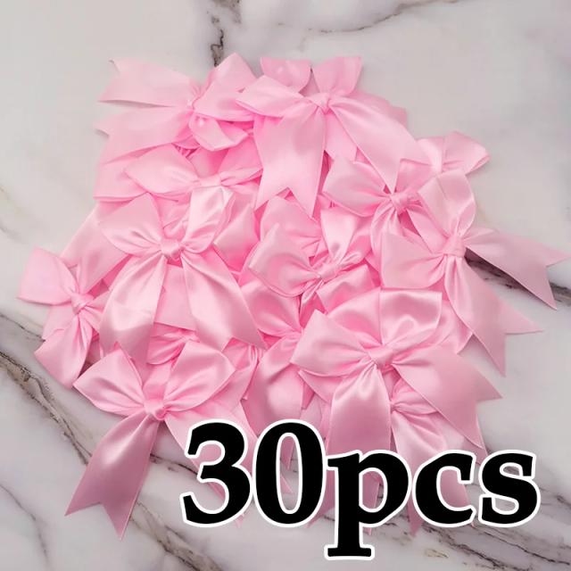 Laços de fita de cetim rosa 12x7cm para decoração artesanal e festas Faça Você Mesmo
