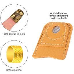 1/6 pçs dedal de costura de cobre ajustável anéis dedal de costura boné protetores de dedo de moeda de couro para costura bordado acessórios - Image 3