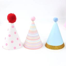 Touca de papel colorida diy com pompom e estrela, festa para bebês, crianças, aniversário, natal, presente, arco - Image 2