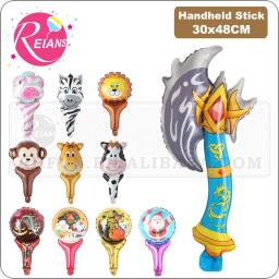 Balões da folha dos desenhos animados handheld flamingo festa de aniversário decorações fornecedores clapper vara brinquedos animais ballon brinquedo machado inflável - Image 1