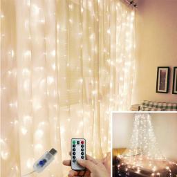 Cortina com luzes de led para decoração de casa, ano novo, decoração para festa de aniversário, casamento, chá de bebê, despedida de solteira - Image 1