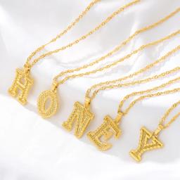 Colar com pingente letra inicial para homens e mulheres, banhado a ouro 18k, corrente de ondas d'água, 26 letras - Image 5