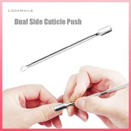 130*8mm duplo lado manicure cutícula empurrador dupla cabeça limpa polonês guarnição take-gel caneta cutícula de aço inoxidável prego empurrar ferramenta 1 pçs - Image 1