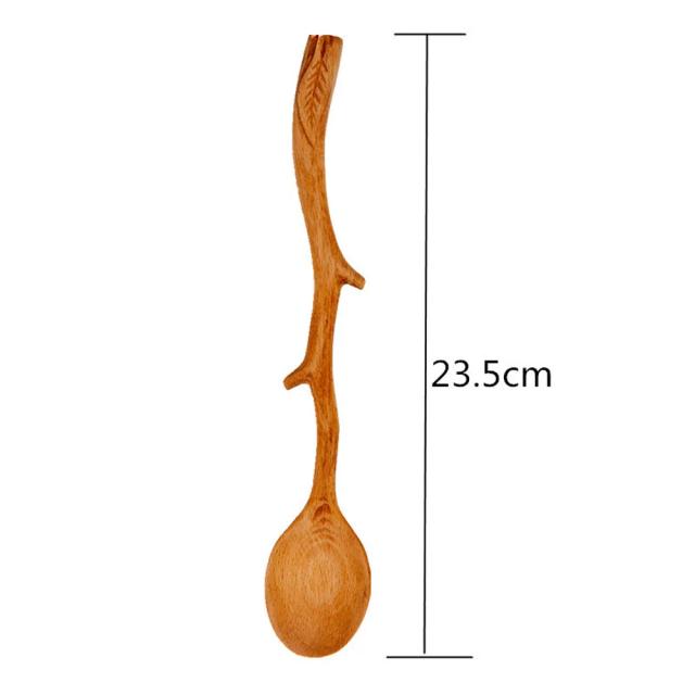 Colher de Café Longa com Punho em Faia - Estilo Japonês e Design Criativo em Louça de Alta Qualidade