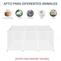 PawHut Small Animal Fence, Gaiola metálica modular, 12 painéis, 24 conectores, coelhos e cachorros, branco, 105x105x45 cm - Image 3