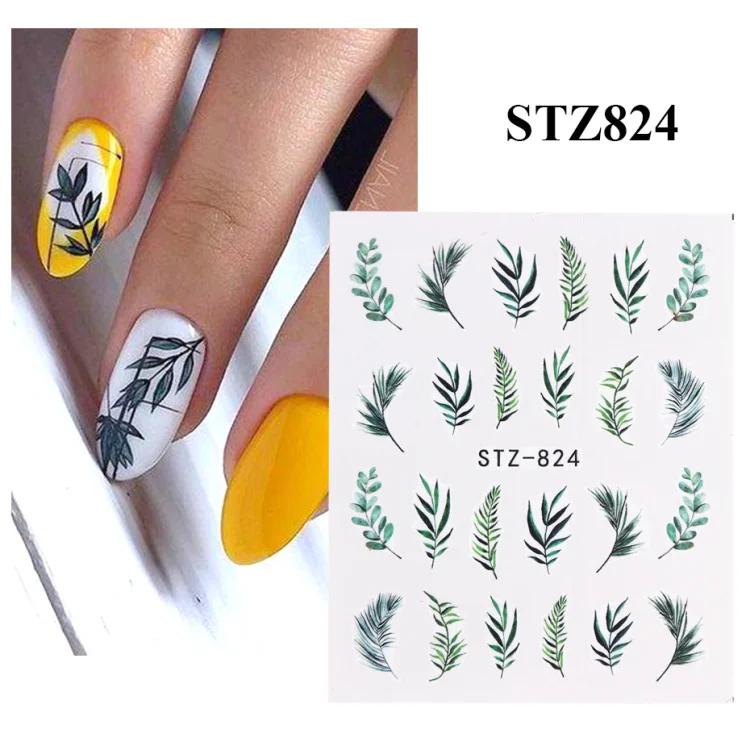 Adesivos para unhas com folhas e flores, decoração de unhas, decalques flutuantes florais, misturados, para manicure, arte das unhas, 1 peça - Image 1