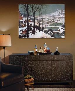 Arte da parede artesanal pieter bruegel o ancião pintura a óleo reprodução caçadores na neve paisagem da lona arte alta qualidade - Image 4