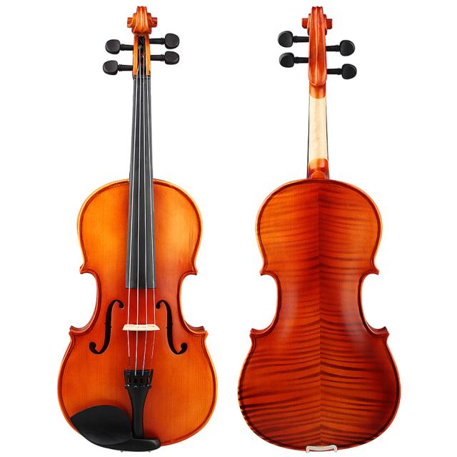 Viola Acústica de 16 Polegadas com Painel de Madeira Maciça em Cor Natural - Instrumento Musical Profissional com Caso e Arco Inclusos