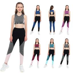 Sportswear feminino com o-pescoço e calças largas, roupas de treino de ginástica, roupas esportivas, roupas esportivas para crianças - Image 2