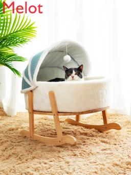 Gato ninho de inverno quente fechado casa de gato quatro estações universal removível lavável princesa cama berço cadeira suprimentos gato cama animais estimação - Image 5