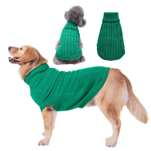 Suéter feminino para cães e gatos, blusão quente de malha com gola alta para pets de todos os tamanhos