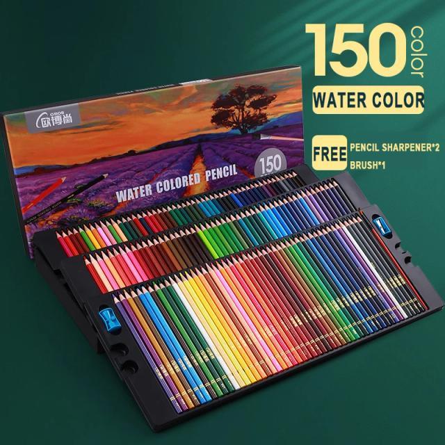 Conjunto Profissional de Lápis de Cor em Óleo e Aquarela 48/72/120/150/200 Cores com Saco de Armazenamento para Crianças
