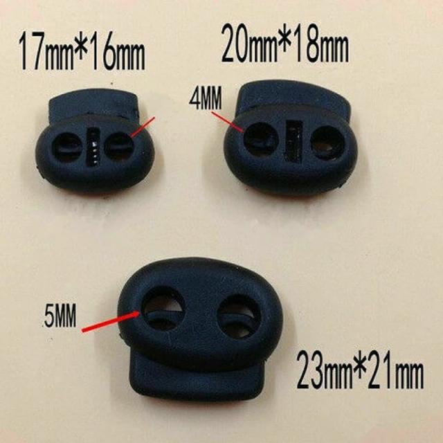 Fechadura de Plástico com Fecho Duplo para Amarrar Roupas - 100 Peças, Cadarço para Mola 4mm 5mm