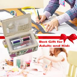 Nova cesta de costura com kit de costura artesanato de tecido ferramentas de costura pequena mini caixa de armazenamento melhor presente para a mãe diy acessórios de costura - Image 6