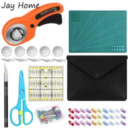 Kit de ferramentas de corte rotativo, 22 peças, 45 mm, cortador rotativo com 5 lâminas de reposição, clipe de costura e régua de retalhos para suprimentos de costura - Image 1