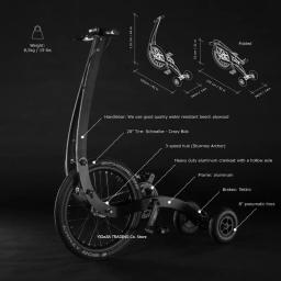 Bicicleta ergométrica dobrável sem assento, bicicleta esportiva portátil, 20 polegadas - Image 5