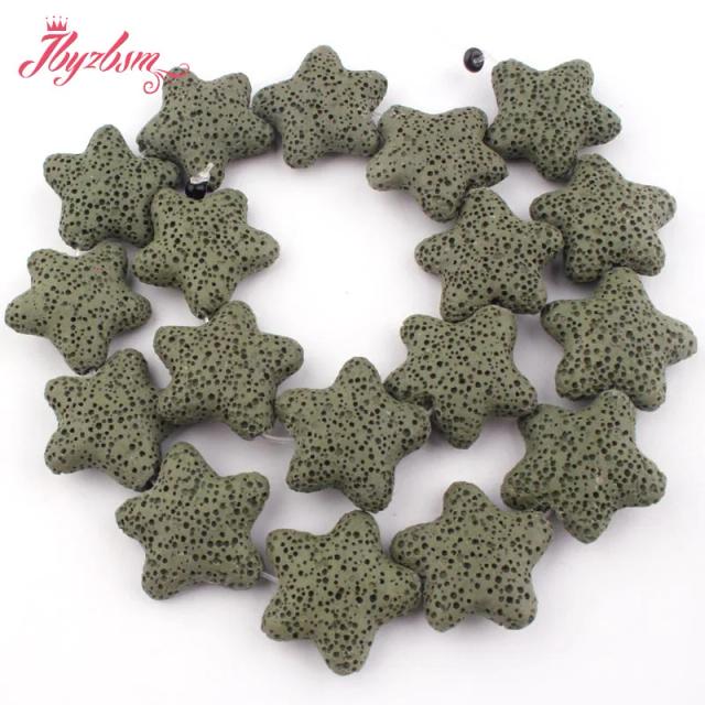 Estrelas de Lava Rocha Vulcânica 25mm: Espaçadores para Colares, Pulseiras e Brincos DIY