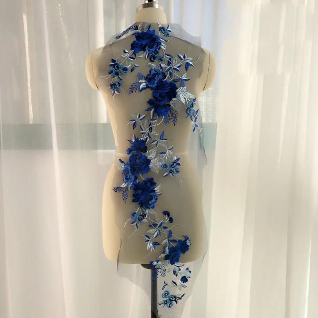 Remendos 3D de Laço e Flores Bordadas para Vestidos de Noite e Casamento