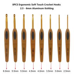 Agulha De Tricô Com Alça De Plástico Ganchos De Tricô Gancho De Crochê Fio De Tricô, Ferramentas Artesanais, Tamanho 2.5mm-6mm, 8PCs - Image 6