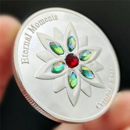 Edição limitada Moeda Comemorativa com Diamante, Momentos Eternos, Rosa, Confissão de Amor, Propor Casamento, Presente Memorial - Image 3