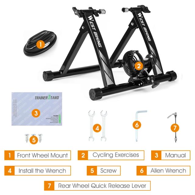 Treinador de Bicicleta Magnético WEST BIKING para Treinamento Indoor - Compatível com Bicicletas de 26 a 28 Polegadas