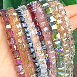 Alta qualidade cubo multicolorido contas de cristal austríaco solta forma quadrada contas de vidro para fazer jóias diy pulseira 2/3/4/6/8mm - Image 2
