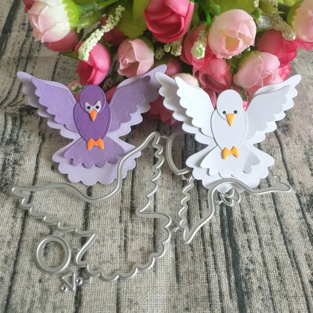 Corte de Metal em 3D de Pássaro Fofo para Scrapbooking, Cartões e Artesanato Decorativo