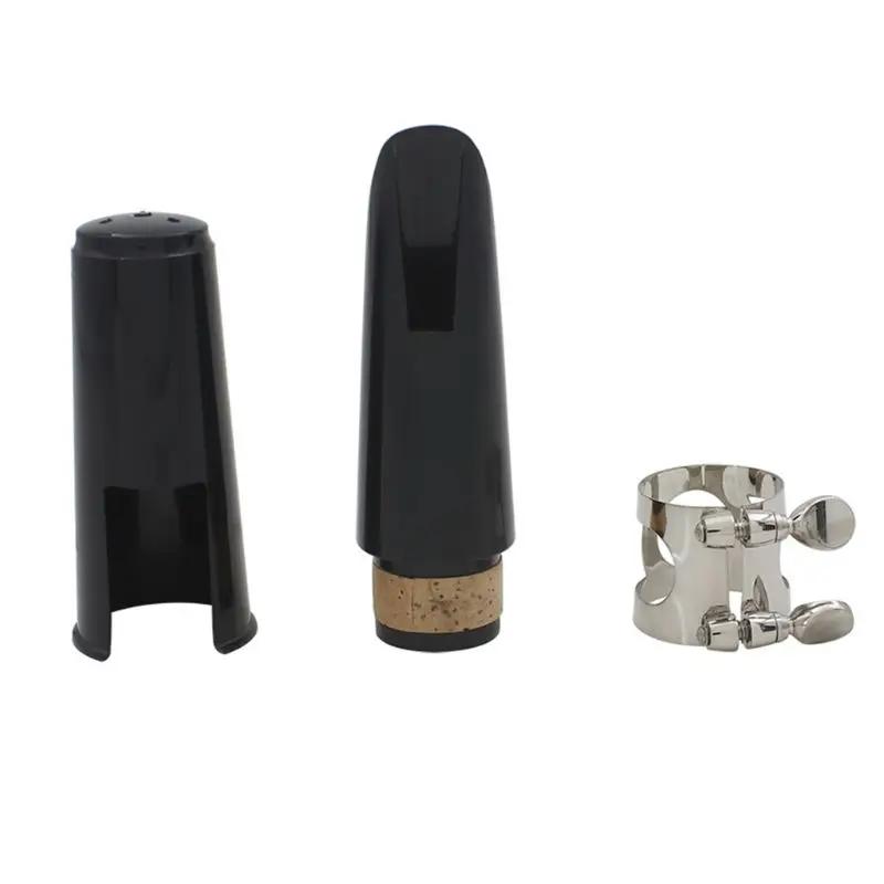 Kit de bocal de clarinete com ligadura, uma palheta e tampa de plástico ~ preto - Image 1