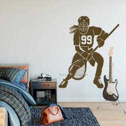 Lacrosse pôster de parede feminino, camisa personalizada, decoração murais da lacrosse, adesivos de parede esportivos para crianças, quarto lc1707 - Image 3