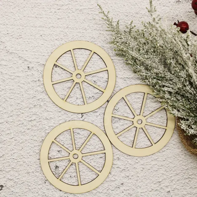 Rodas de Madeira para Artesanato e Decoração em Formato de Roda com Corte a Laser