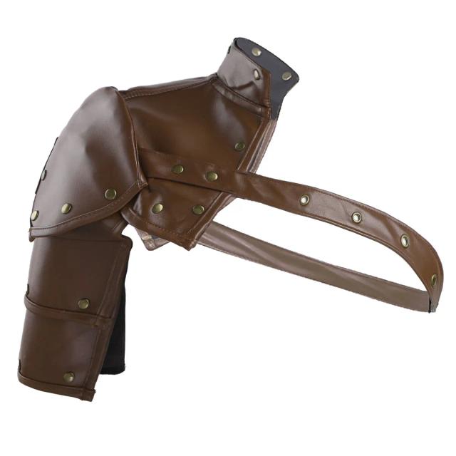 Armadura Medieval Ajustável de Ombro em Falso Couro para Adulto - Estilo Steampunk Gótico para Halloween e Cosplay de Guerreiro