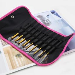 Roxo/rosa bolsa de crochê multifuncional diy, alça macia, ergonômica, agulhas de tricô, bolsa de armazenamento de crochê, ferramentas bolsa de tricô - Image 5