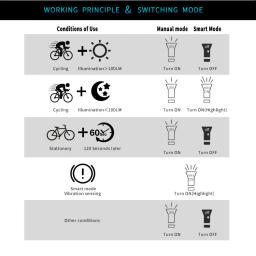 Luzes da bicicleta inteligente sensor de luz vibração inteligente auto tun em fora 1200 lumens ciclismo farol led lanterna com gopro - Image 2