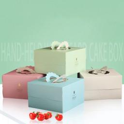 Caixa portátil do bolo do cartão branco com janela transparente, caixa do bolo do aniversário, caixa de sobremesa com base do bolo, fontes do partido, 4 em 1 - Image 2