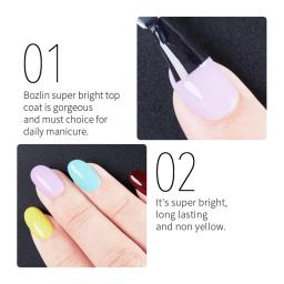 BOZLIN-Verniz Gel Super Brilhante, Base Top Coat, Soak Off, LED, UV, Nails Art Tools, Laca, 1 Garrafa, 15ml - Image 5