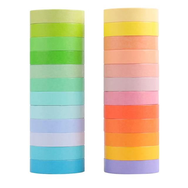 Conjunto de 24 Fitas Washi Arco-Íris para Scrapbooking e Decoração de Diários