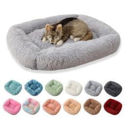 Cama longa quadrada de pelúcia, esteiras quentes para dormir, esteira de gato, cesta pequena média e grande, acessórios para animais - Image 1