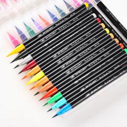 Cor da água Escova Canetas, Cabeça Macia, Lavável, Desenhar Gancho, Linha Curso, Material de Arte Escolar, 12 Cores, 24 Cores, 36 Cores - Image 2