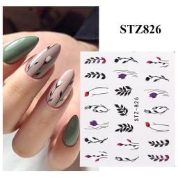 Adesivos para unhas com folhas e flores, decoração de unhas, decalques flutuantes florais, misturados, para manicure, arte das unhas, 1 peça - Image 2